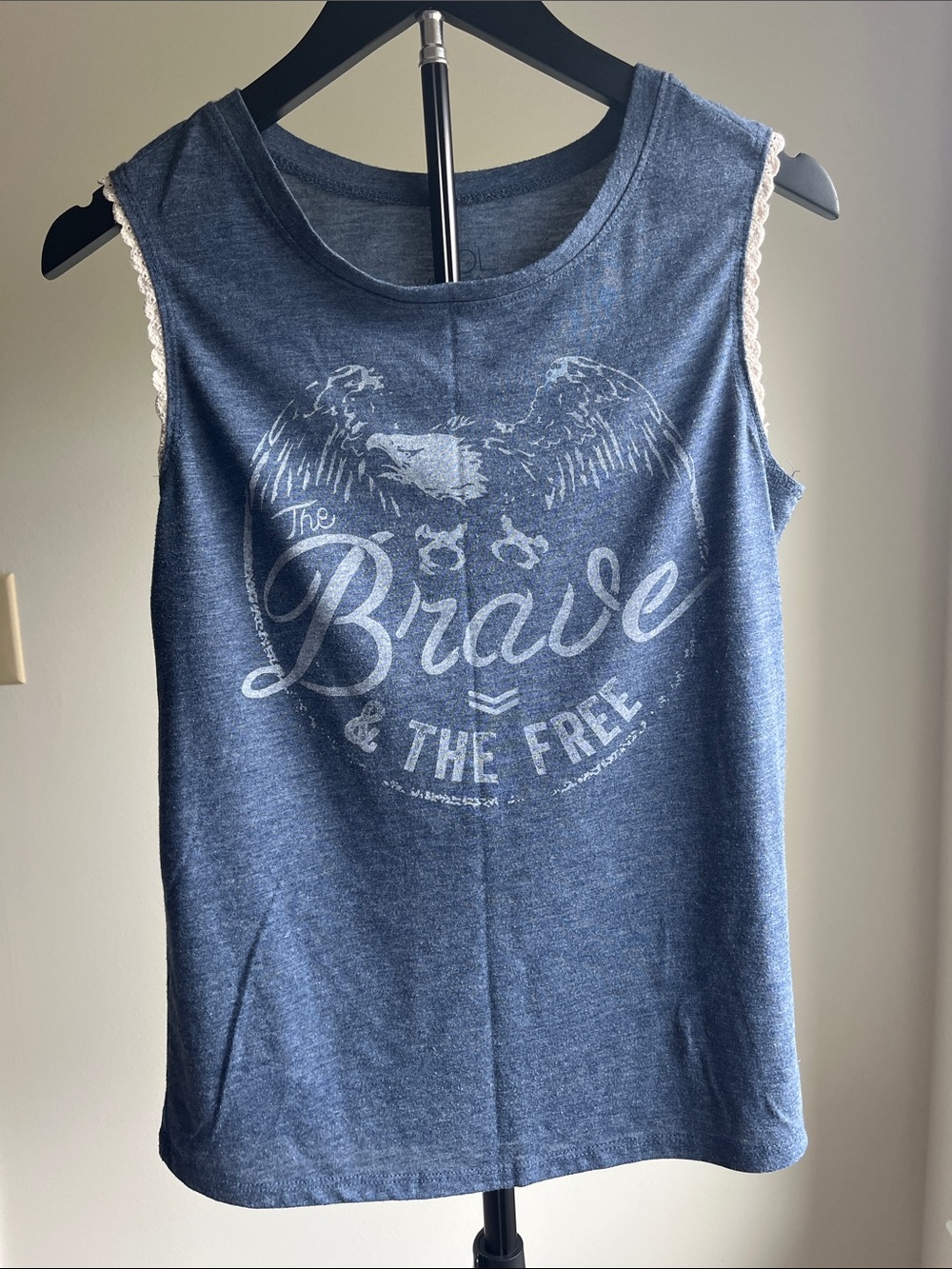 L.O.L. Vintage Blue Graphic Tank Top with White Print